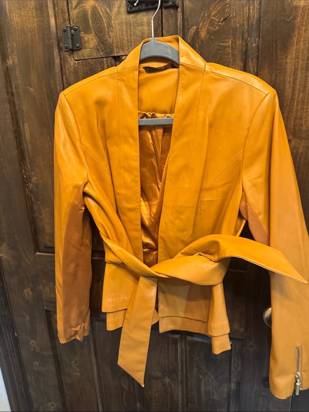 G.I.L.I. Camel Tan Open-Front Faux Leather Jacket